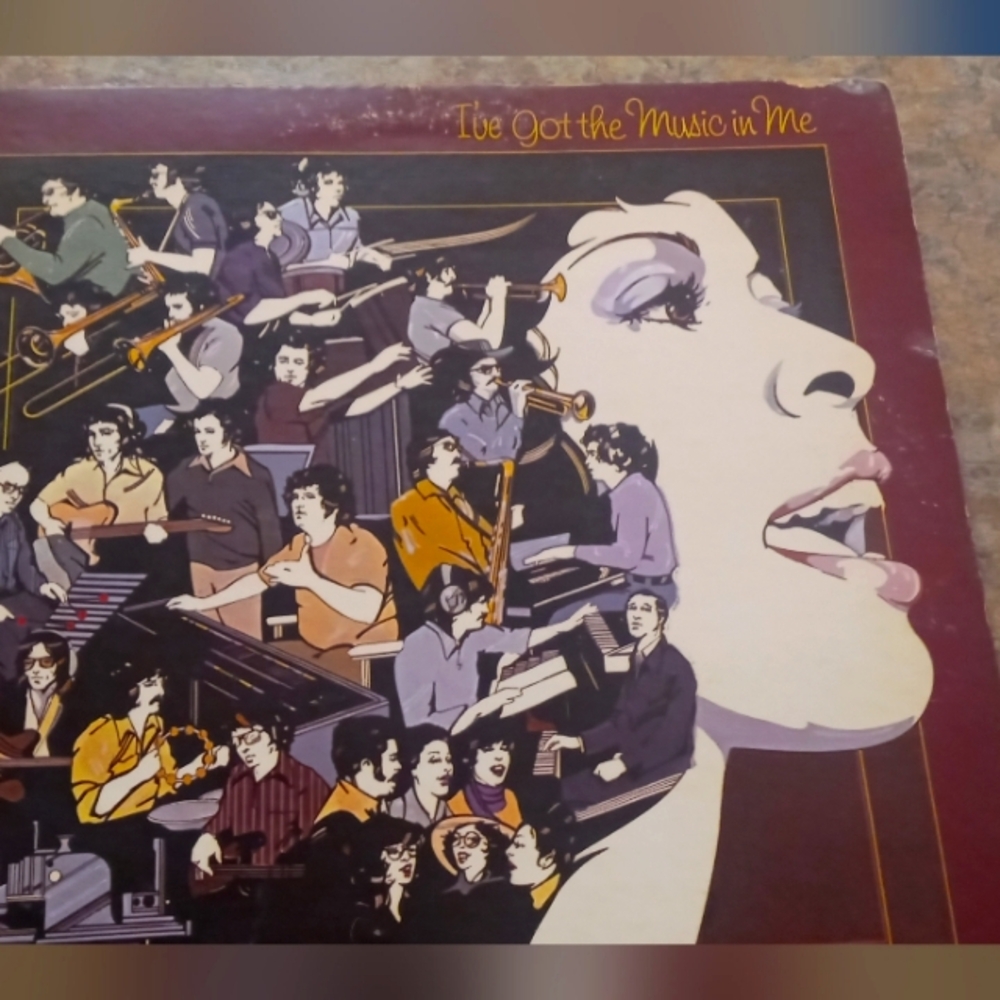 Maroon and Cream Illustrated Vinyl Record Cover - 'I've Got the Music in Me'